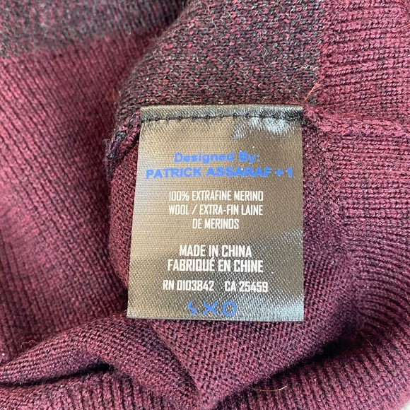 Patrick Assaraf Quarter Zip Extra Fine Merino Wool Sweater Men's L - Picture 8 of 11